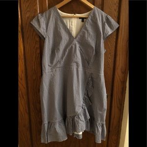 JCrew Gingham Ruffle Surplice Dress